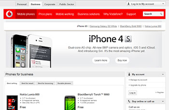 Vodafone UK website